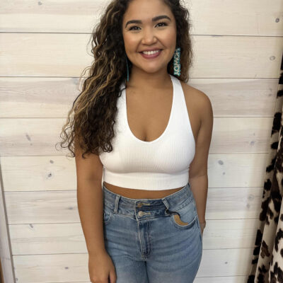 Ribbed Cropped Racerback Tank Top