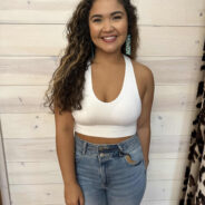 Ribbed Cropped Racerback Tank Top