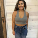 Ribbed Cropped Racerback Tank Top