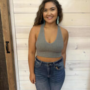 Ribbed Cropped Racerback Tank Top