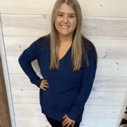 Viscose Garment Dyed Hi-Low Hem V-Neck Center Seam Sweater