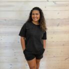 Acid Washed Short Sleeve Tee & Shorts Set with Pockets