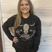 Wild And Free Cow Skull Mineral Wash Graphic Sweatshirt