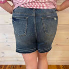 Betty-Mid Rise Tummy Control Vintage Wash Release Hem Shorts