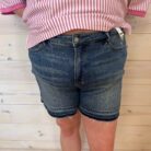 Betty-Mid Rise Tummy Control Vintage Wash Release Hem Shorts