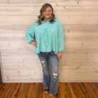 Corded Balloon Sleeve Babydoll Top