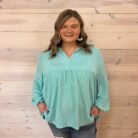 Corded Balloon Sleeve Babydoll Top