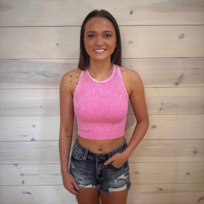 Seamless Mineral Wash Racerback Ribbed Tank Top