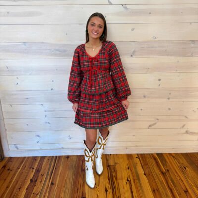 Polished Plaid Tiered Mini Dress