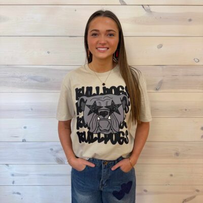 100% Cotton Bulldogs Colorful Specs Star Eyes Graphic Tee