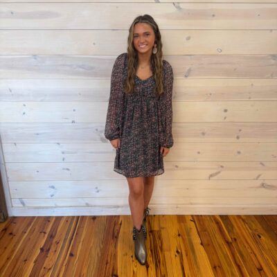 Floral Print Sweetheart Neck Shirred Back Dress