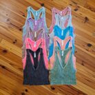 Stone Washed Ribbed Racerback Tank Top with Removable Bra Pads