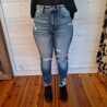 Casey-High Rise Distressed Frayed Hem Ankle Skinny