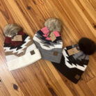 Aztec Natural Faux Fur POM Beanie