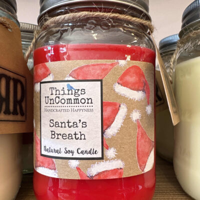 Santa's Breath Cinnamon and Peppermint Scent US Grown Soy Wax Candle With Cotton Wick