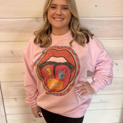 Retro  Lip Valentine Graphic Sweatshirt