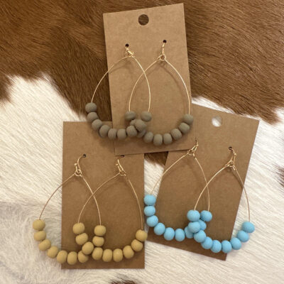 Teardrop Ball Clay Bead Dangling Earrings