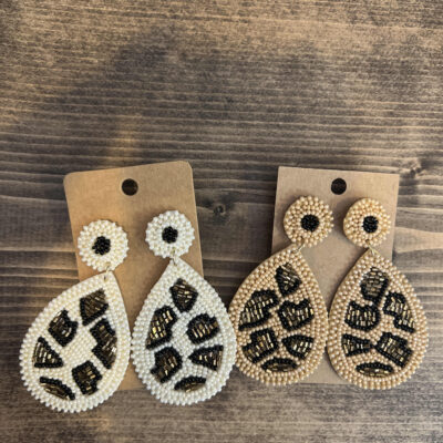 Teardrop Leopard Beaded Earrings