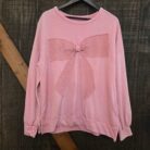 Mineral Wash Bow Patchwork Waffle Sweatshirt
