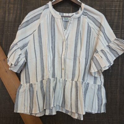 Striped Half Bell Sleeve Blouse Top