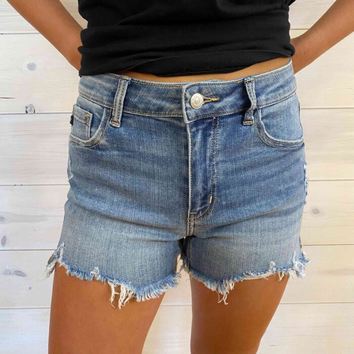 Mandy-Mid Rise Distressed Shorts