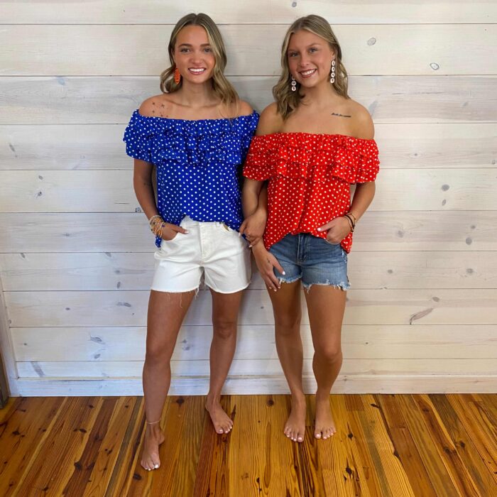 Polka Dot Layered Ruffle Embellished Top