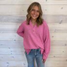 4 Buttons Henley Neckline Basic Sweater