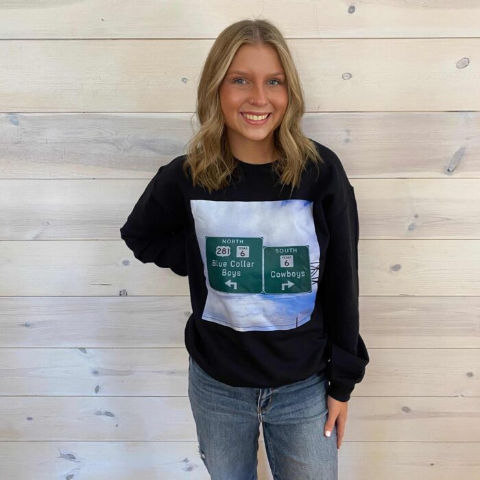 Cowboy Boy Road Sign Western Graphic Sweatshirt