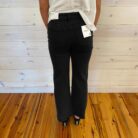 Acid Washed High Waist Frayed Hem Bootcut Ankle Pants