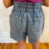 Drawstring Elastic Waist Mineral Washed Chambray Shorts With Pockets