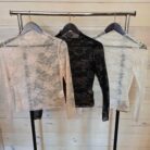 Mock Neck Floral Lace Mesh Long Sleeve Top