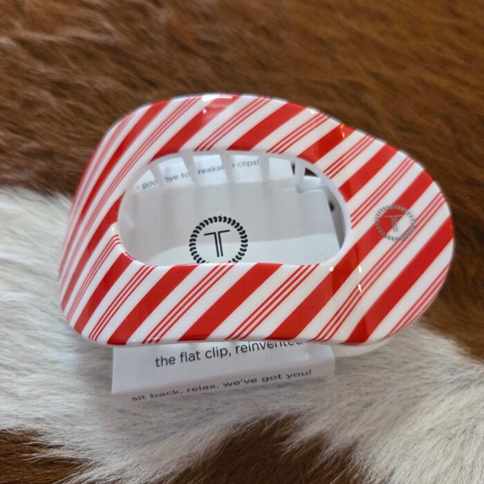 Teleties Candy Cane Crush Large Flat Round Hair Clip