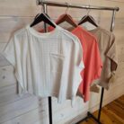 Dolman Sleeve Textured Knit Casual Cropped Top