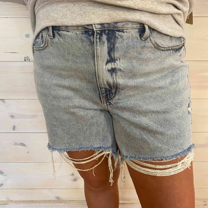 Sandy-High Waist Rigid Magic Dad Short With Cell Phone Back Pocket