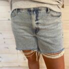 Sandy-High Waist Rigid Magic Dad Short With Cell Phone Back Pocket