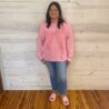 Mineral Wash Bow Patchwork Waffle Sweatshirt
