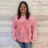 Mineral Wash Bow Patchwork Waffle Sweatshirt