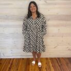 Geometric Collared V-Neck Mini Dress