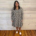 Geometric Collared V-Neck Mini Dress