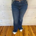 Charlotte-Mid Rise Flare Frayed Hem