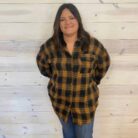 Oversized Boyfriend Brushed Plaid Button Up Shirt