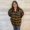 Oversized Boyfriend Brushed Plaid Button Up Shirt