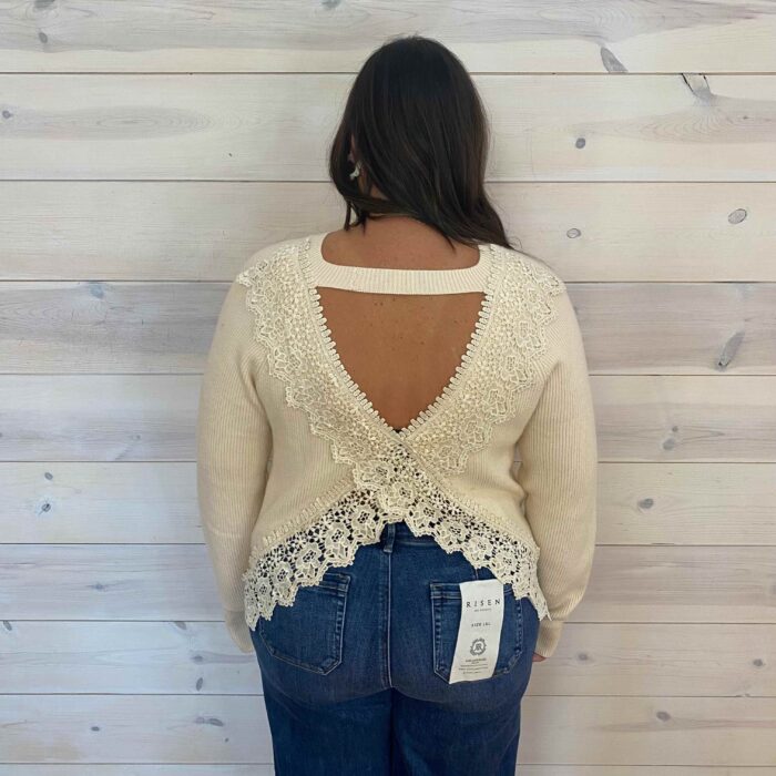 Lace Backless Knit Sweater Top