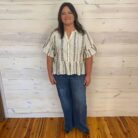 Striped Half Bell Sleeve Blouse Top