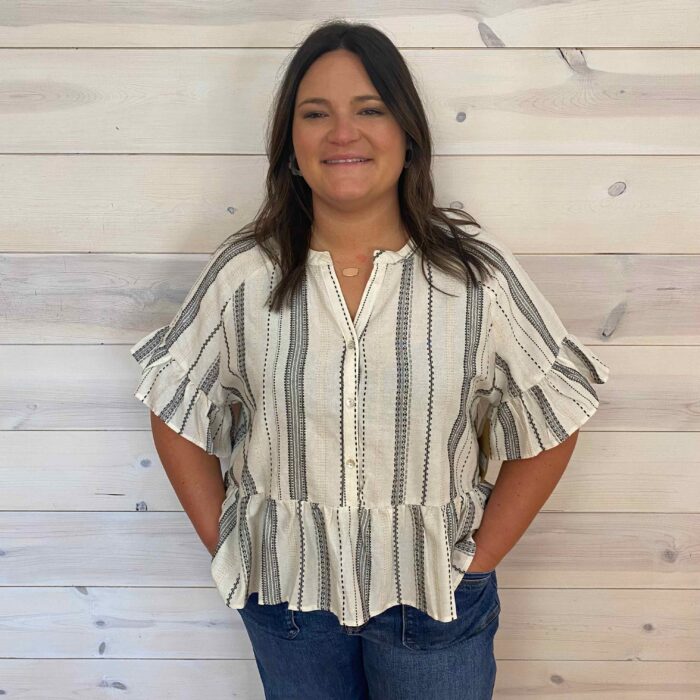 Striped Half Bell Sleeve Blouse Top