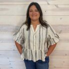 Striped Half Bell Sleeve Blouse Top