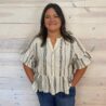 Striped Half Bell Sleeve Blouse Top