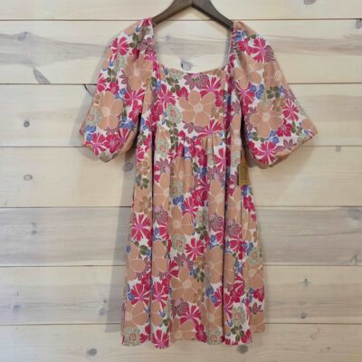 Summer Floral Square Neck Puff Sleeve Babydoll Dress