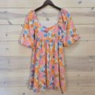 Summer Floral Square Neck Puff Sleeve Babydoll Dress