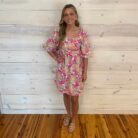 Summer Floral Square Neck Puff Sleeve Babydoll Dress